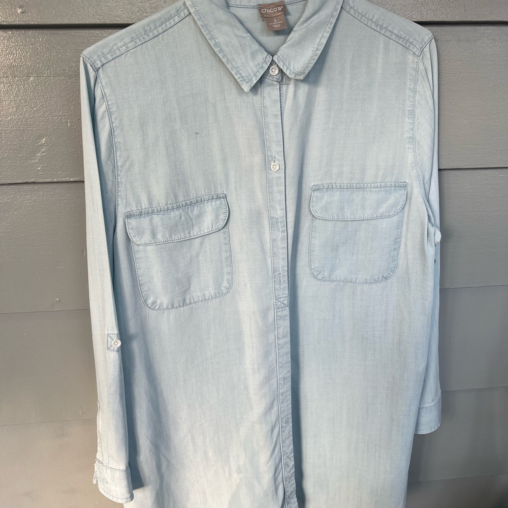 Half-Button Denim Shirt (3) size 16-18-dry cleaned